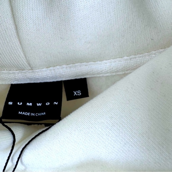 NWT Sumwon International Off- White Sweatshirt with Drawstring Hood - Picture 8 of 14